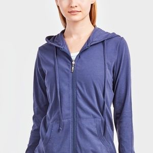 Sofra Women's Cotton Lightweight Zip Up Hoodie Sweater HDC7000 Denim